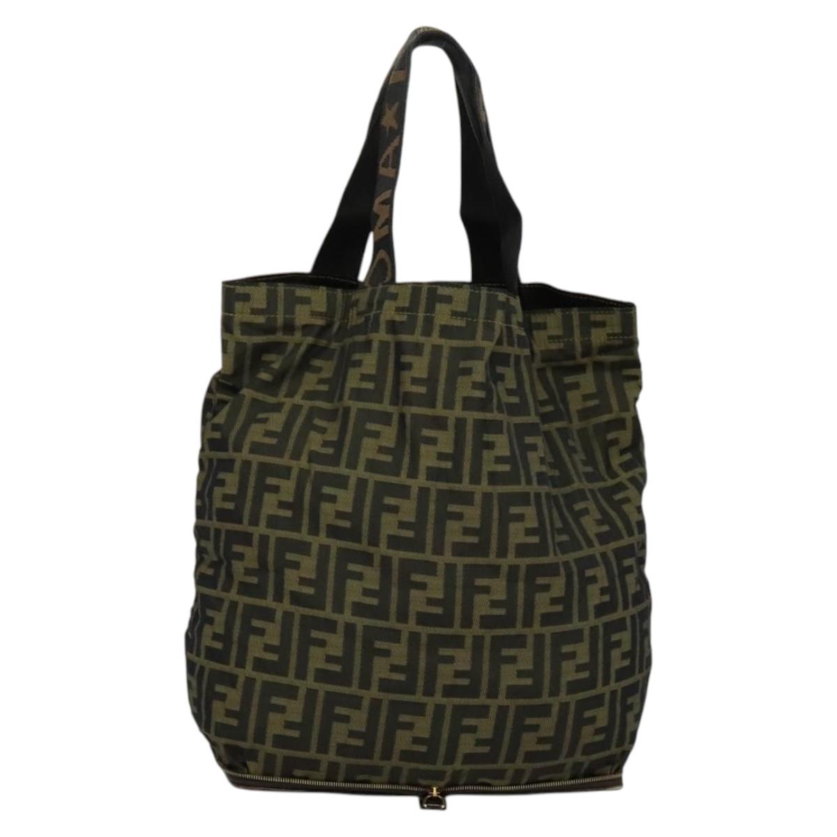 FENDI Zucca Canvas Tote Bag Black Brown Auth yk18964