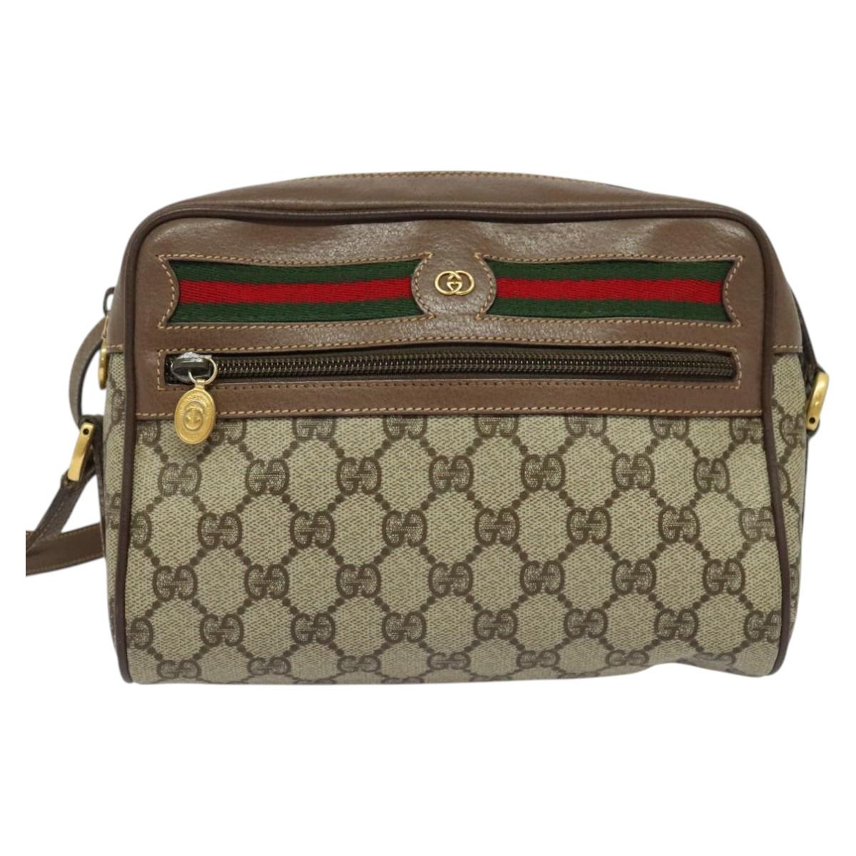 GUCCI GG Supreme Web Sherry Line Shoulder Bag PVC Beige 001 44 6655 Auth yk18967