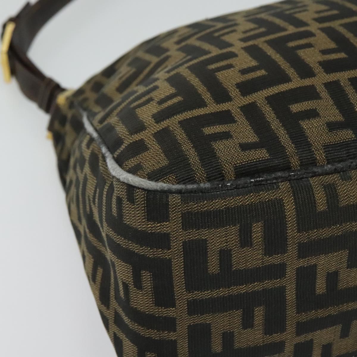 FENDI Zucca Canvas Shoulder Bag Black Brown gold Auth yk18972