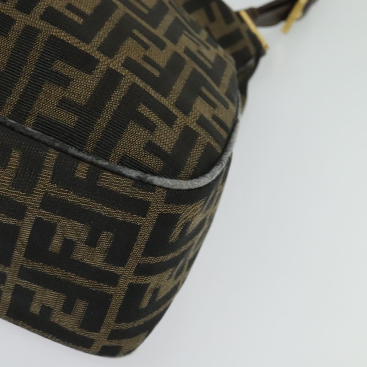 FENDI Zucca Canvas Shoulder Bag Black Brown gold Auth yk18972
