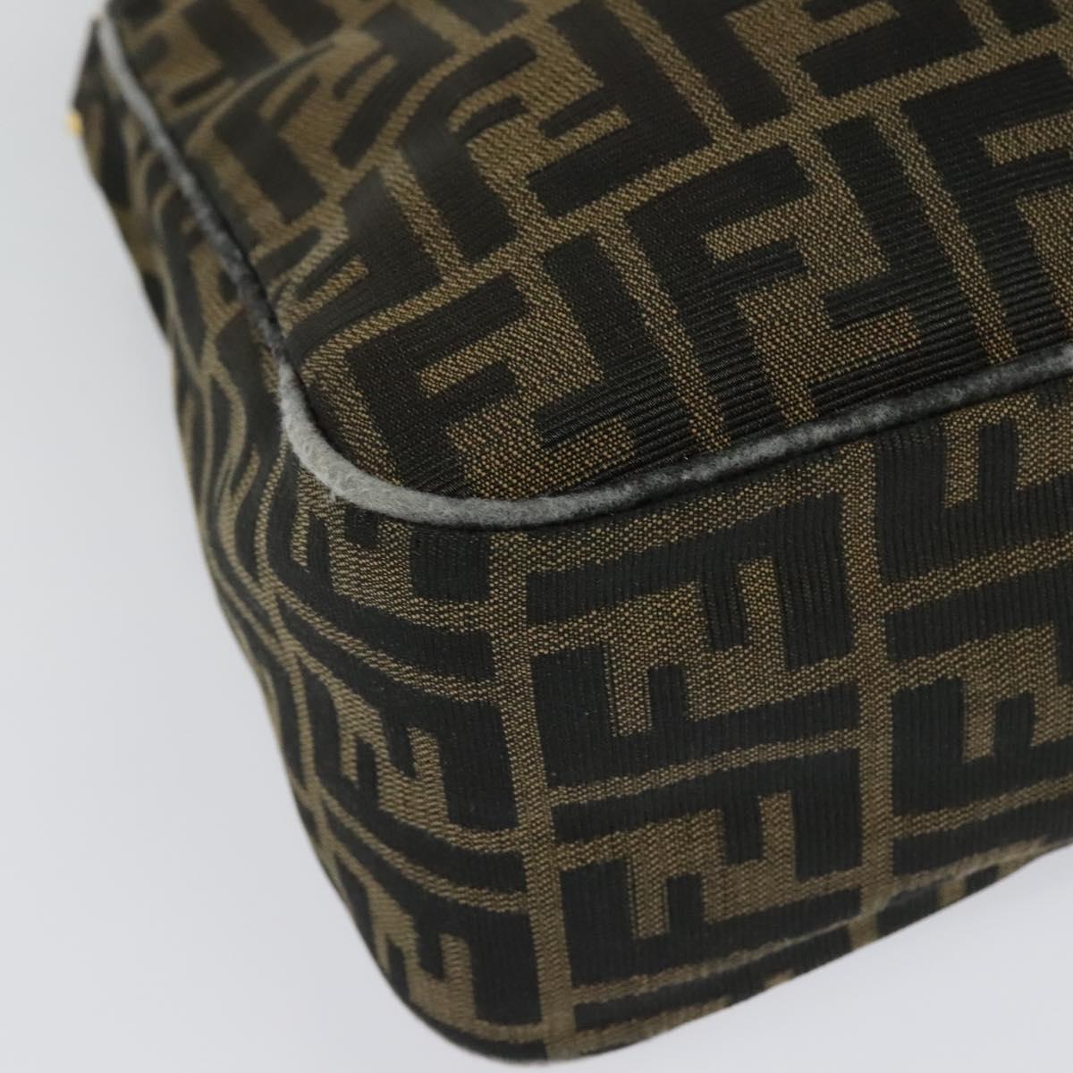FENDI Zucca Canvas Shoulder Bag Black Brown gold Auth yk18972