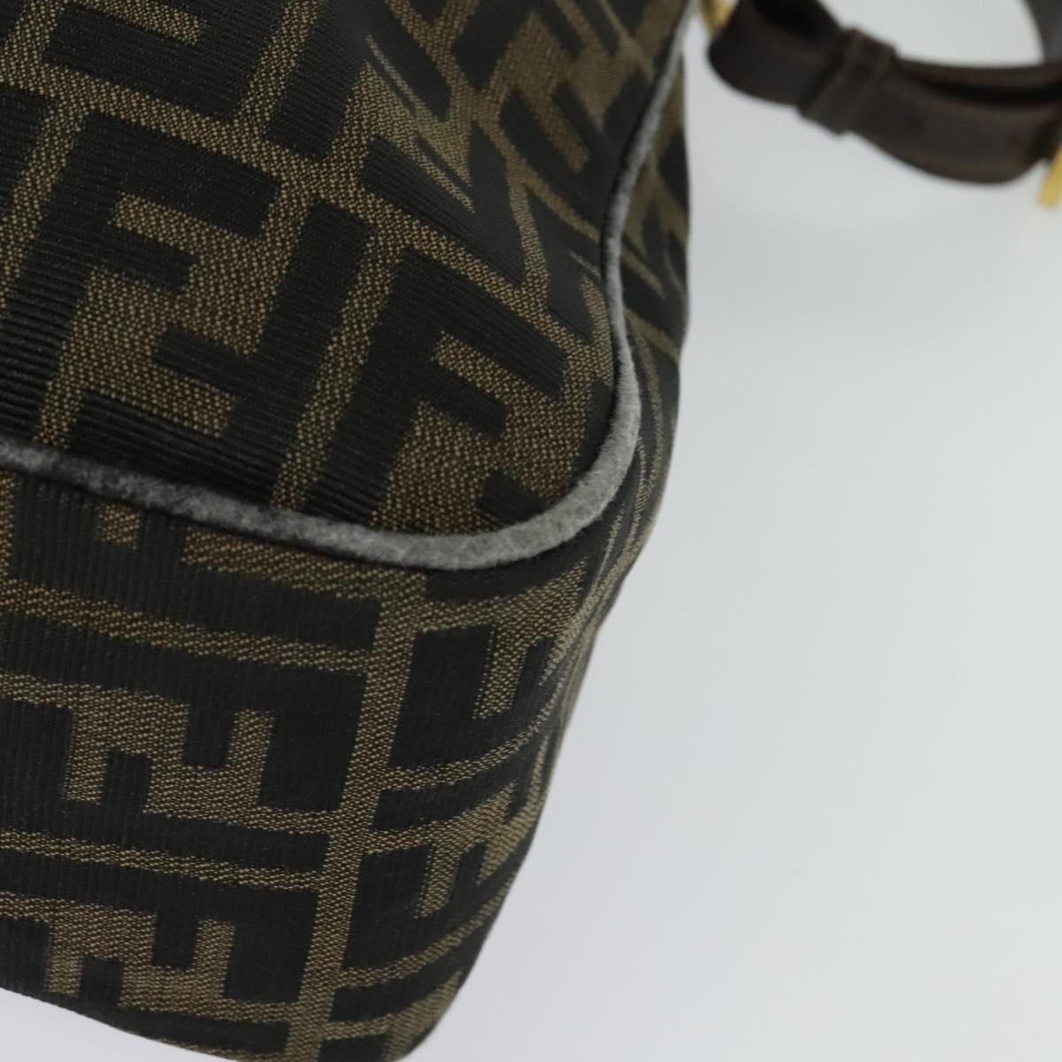 FENDI Zucca Canvas Shoulder Bag Black Brown gold Auth yk18972