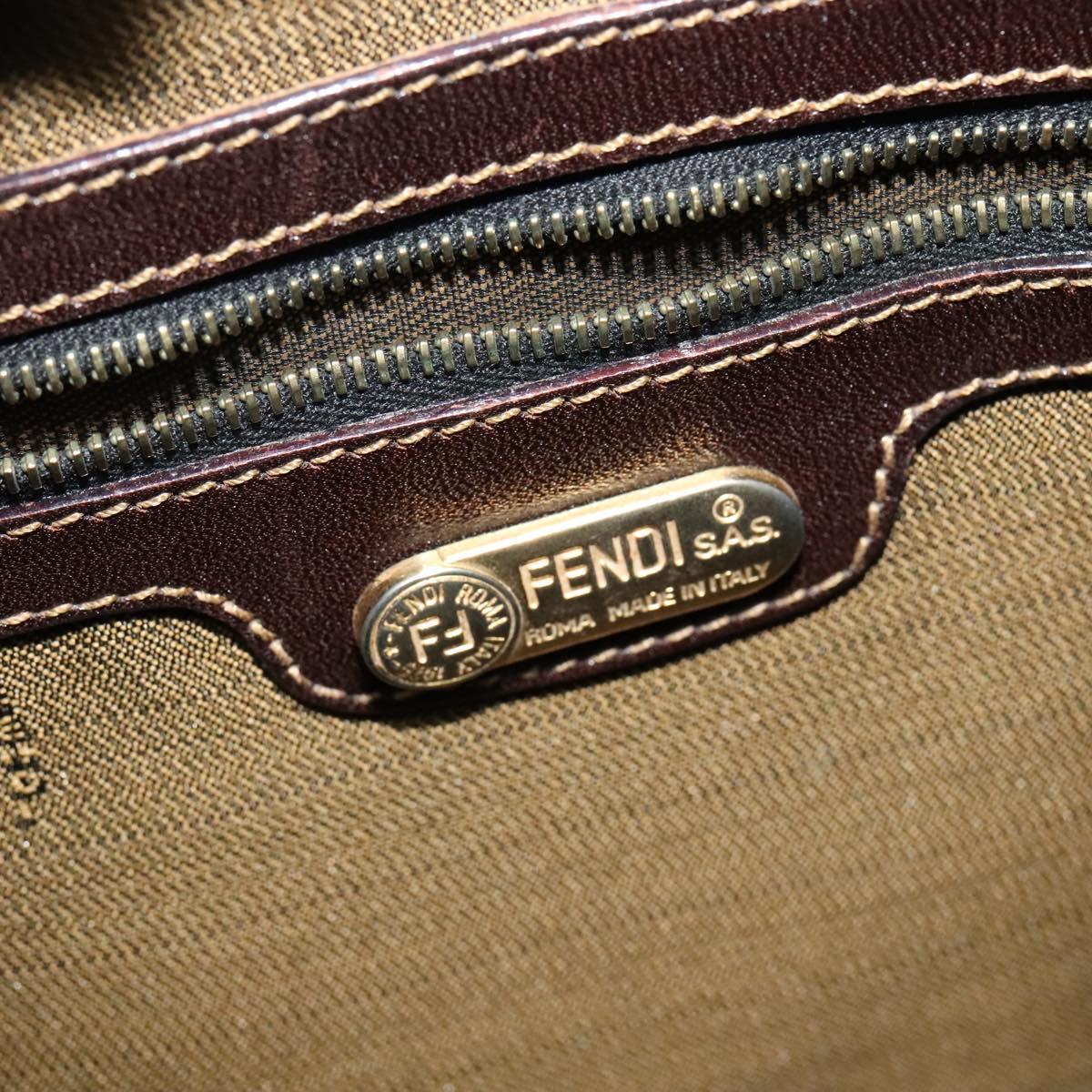 FENDI Zucca Canvas Shoulder Bag Black Brown gold Auth yk18972