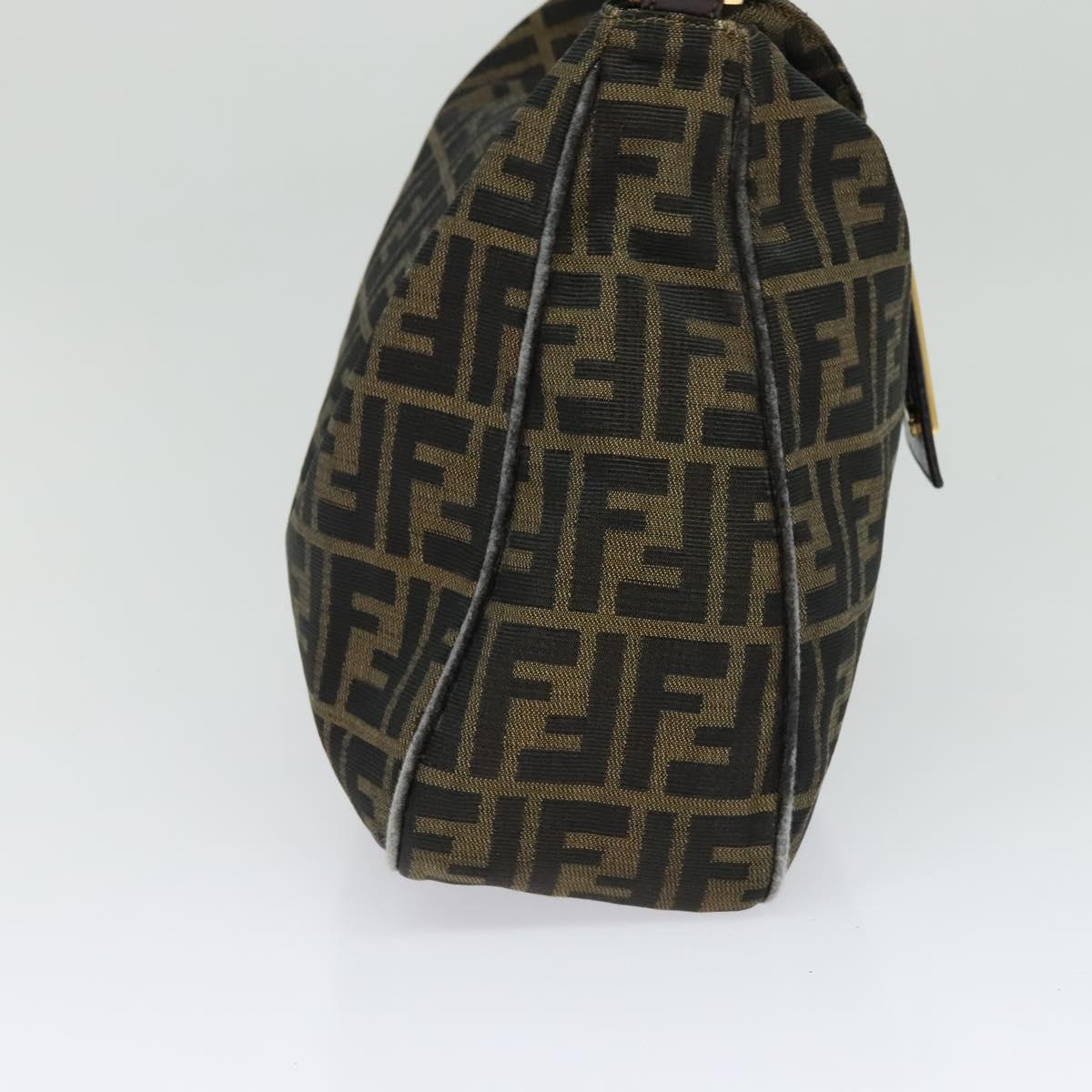 FENDI Zucca Canvas Shoulder Bag Black Brown gold Auth yk18972