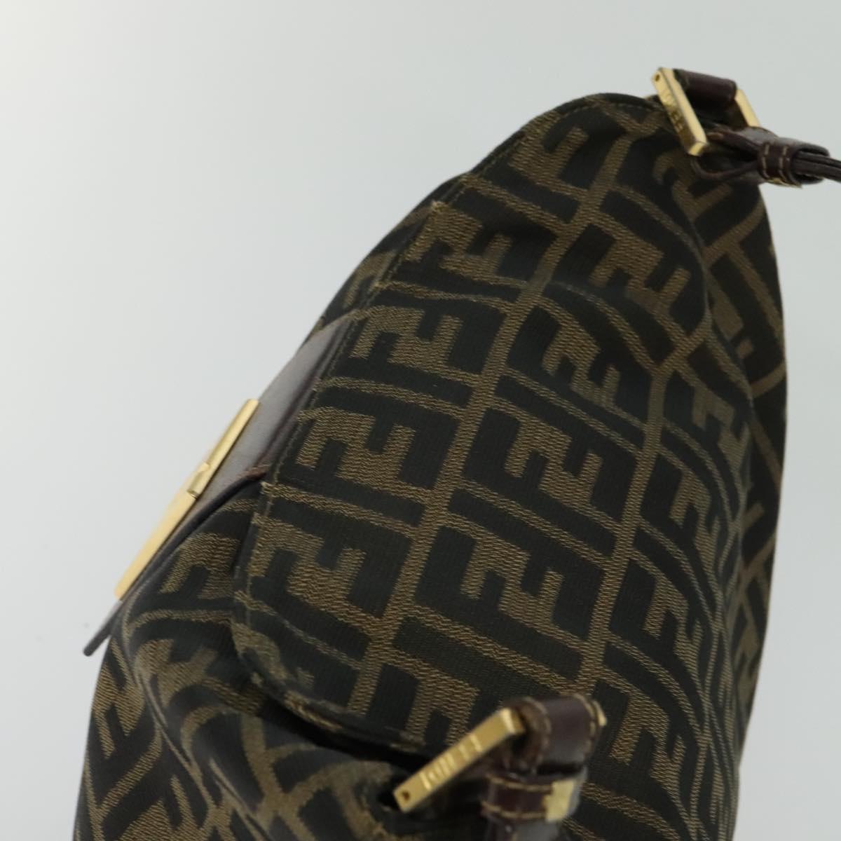 FENDI Zucca Canvas Shoulder Bag Black Brown gold Auth yk18972