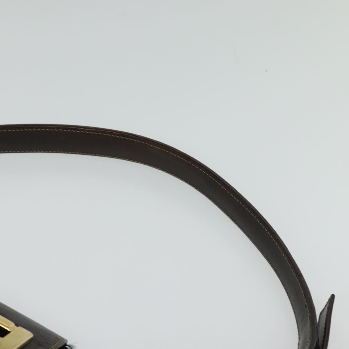 FENDI Zucca Canvas Shoulder Bag Black Brown gold Auth yk18972