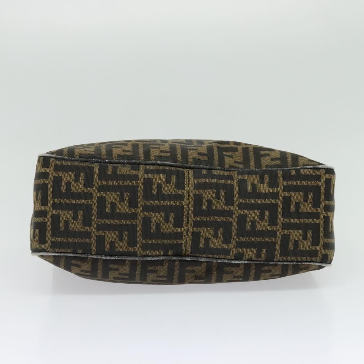 FENDI Zucca Canvas Shoulder Bag Black Brown gold Auth yk18972