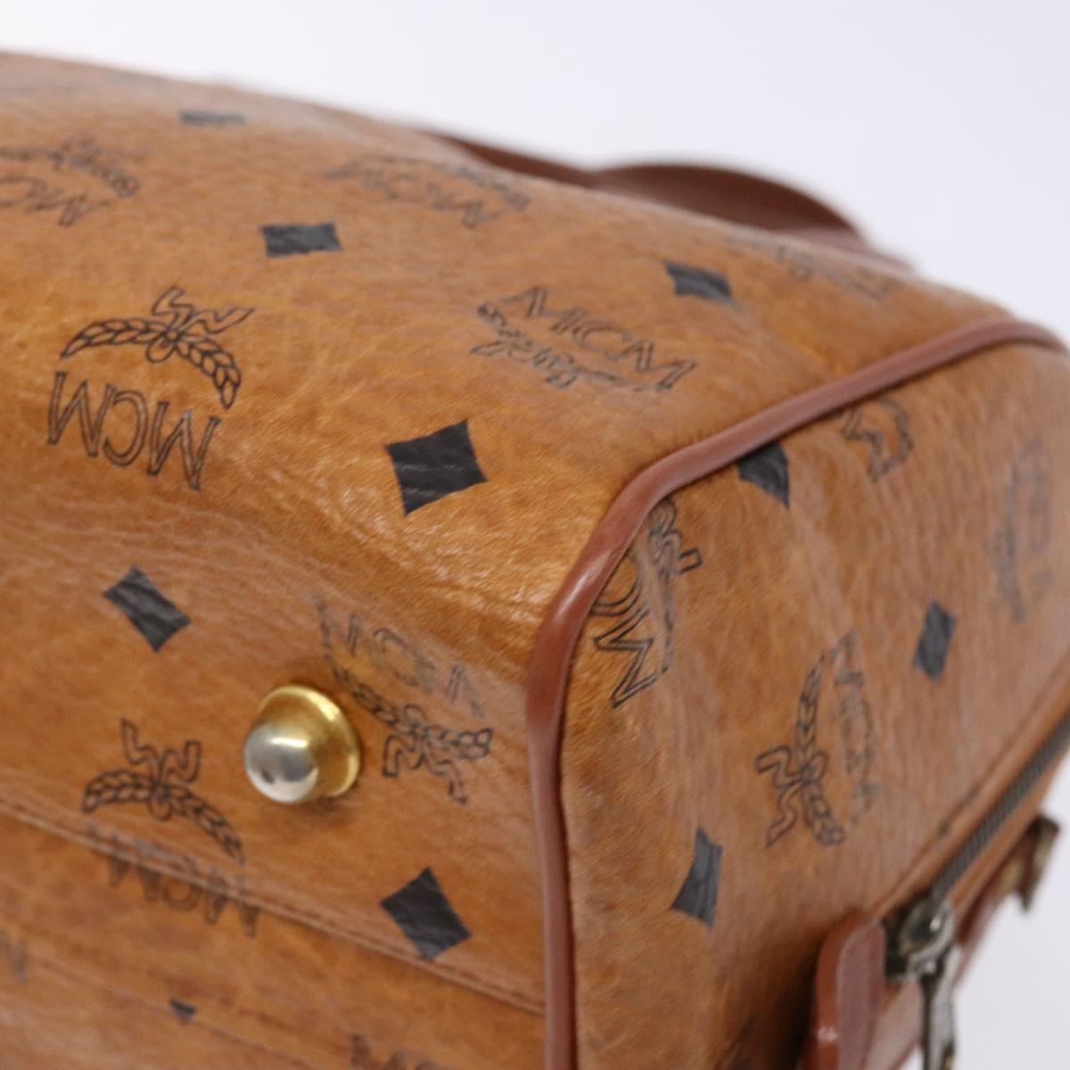 MCM Logogram Vicetos Hand Bag PVC Leather Brown Gold Auth yk18983
