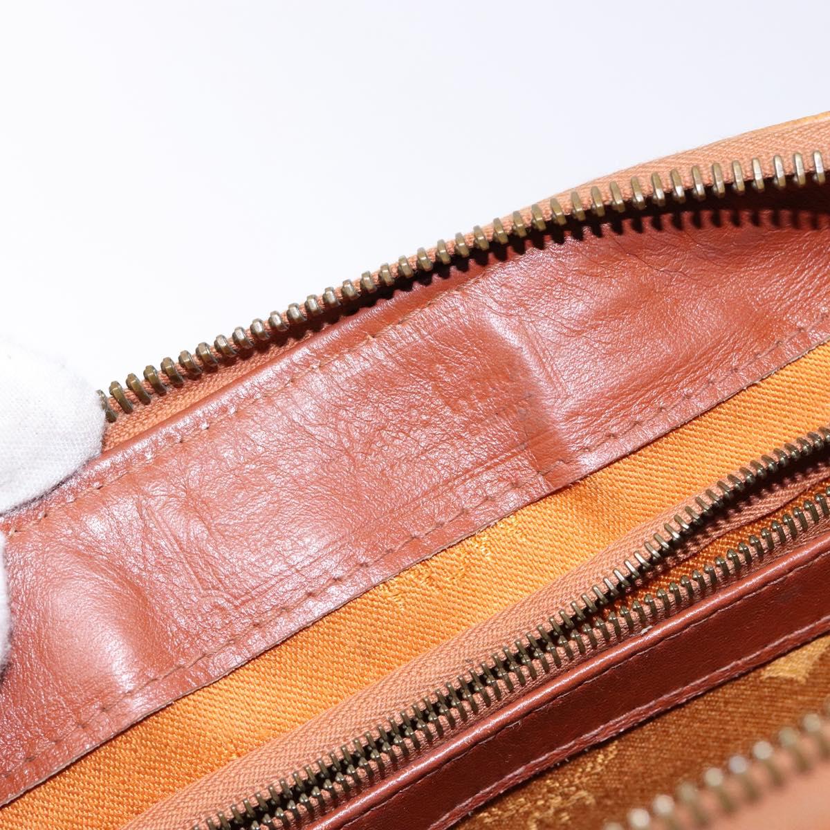 MCM Logogram Vicetos Hand Bag PVC Leather Brown Gold Auth yk18983