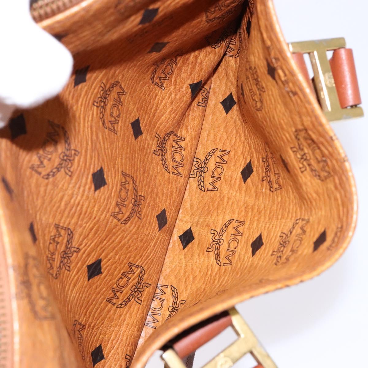 MCM Logogram Vicetos Hand Bag PVC Leather Brown Gold Auth yk18983