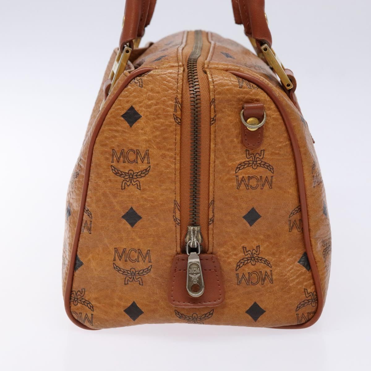 MCM Logogram Vicetos Hand Bag PVC Leather Brown Gold Auth yk18983