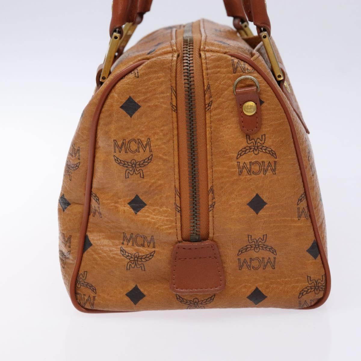 MCM Logogram Vicetos Hand Bag PVC Leather Brown Gold Auth yk18983