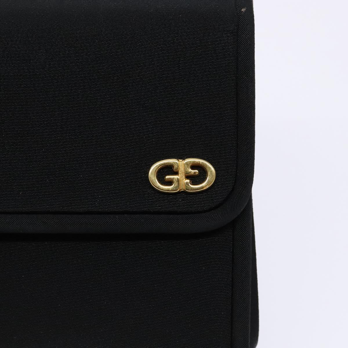 GUCCI Clutch Bag Canvas Black Gold Auth yk18984