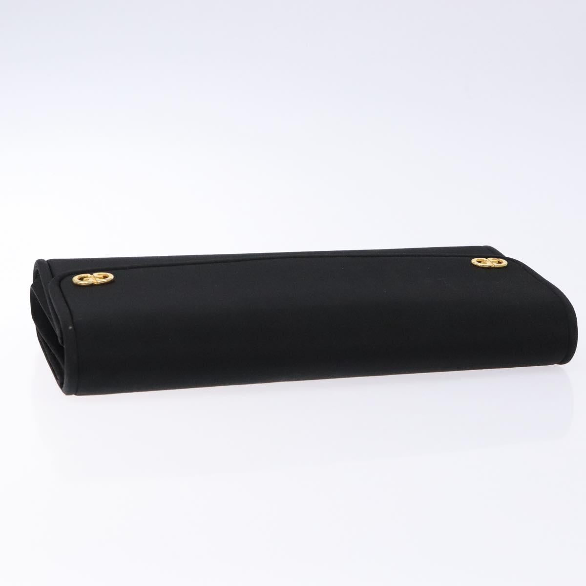 GUCCI Clutch Bag Canvas Black Gold Auth yk18984