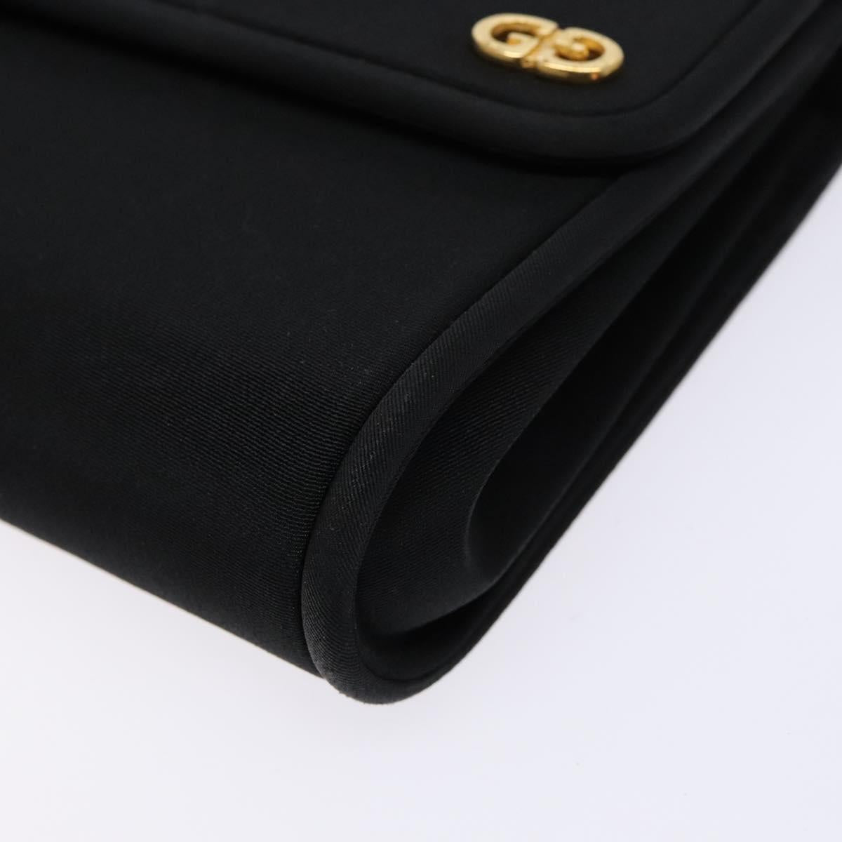 GUCCI Clutch Bag Canvas Black Gold Auth yk18984