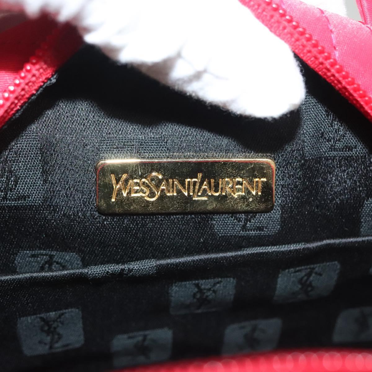 SAINT LAURENT Hand Bag Nylon Red Auth yk18999