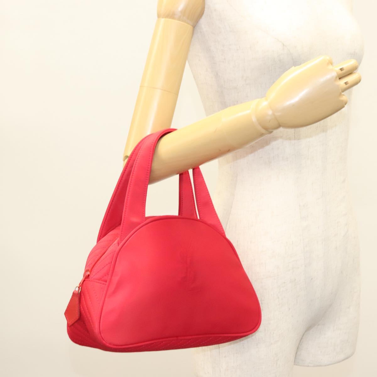 SAINT LAURENT Hand Bag Nylon Red Auth yk18999