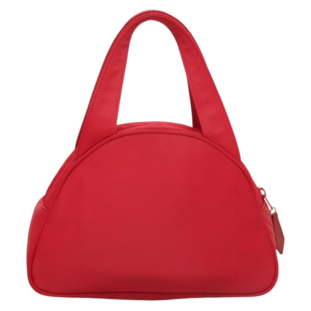 SAINT LAURENT Hand Bag Nylon Red Auth yk18999