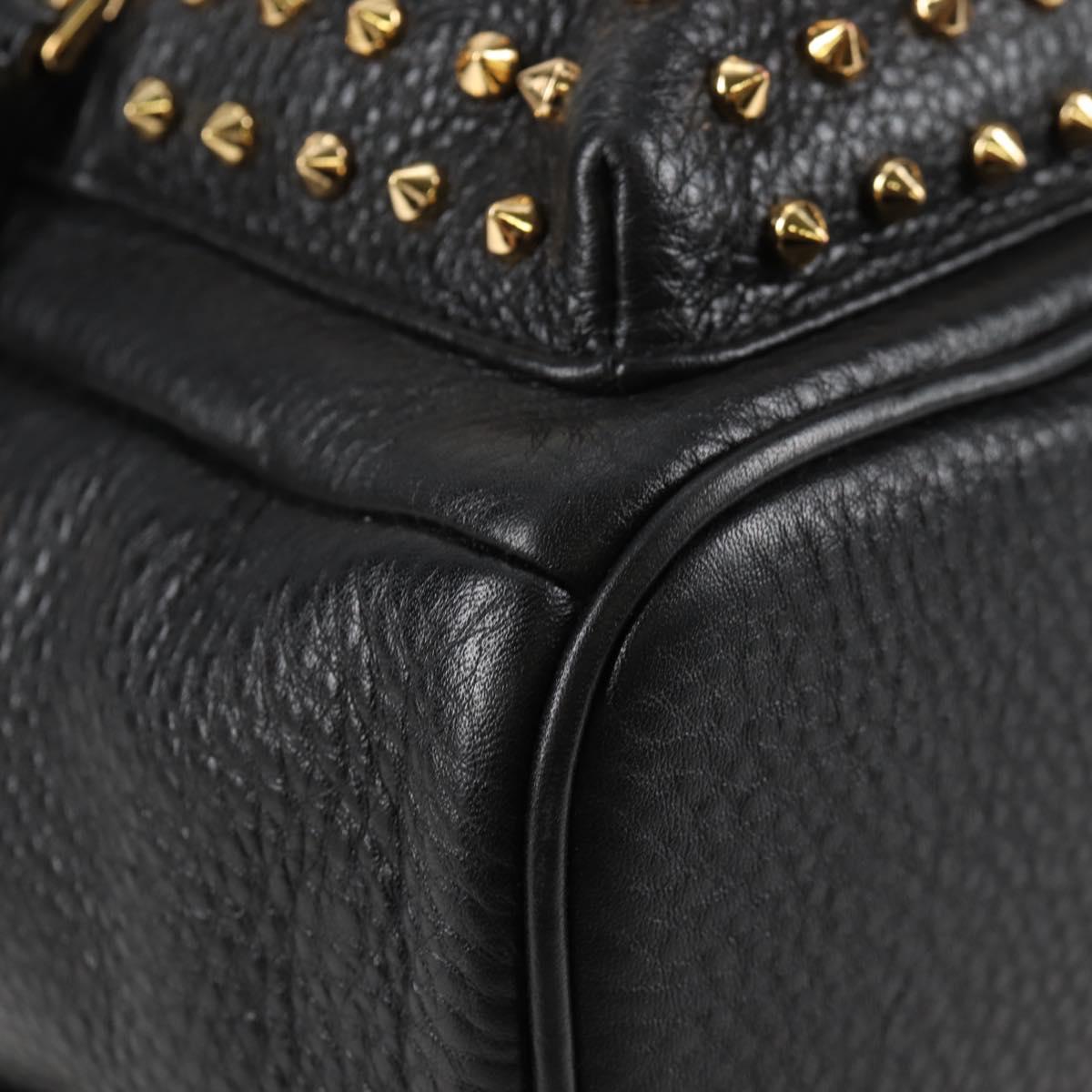 MCM Vicetos Studs Backpack Leather Black Gold Auth yk19000V