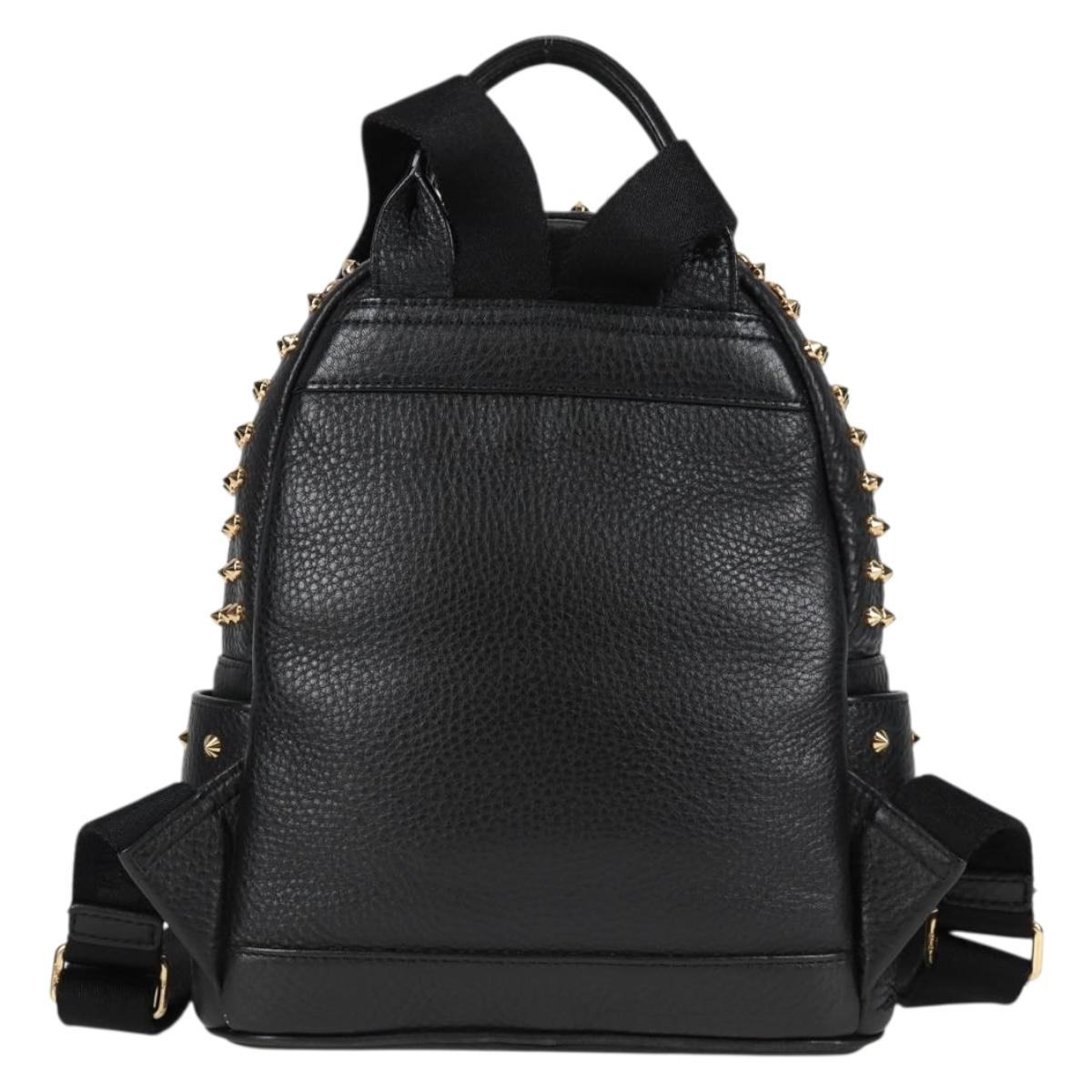 MCM Vicetos Studs Backpack Leather Black Gold Auth yk19000V
