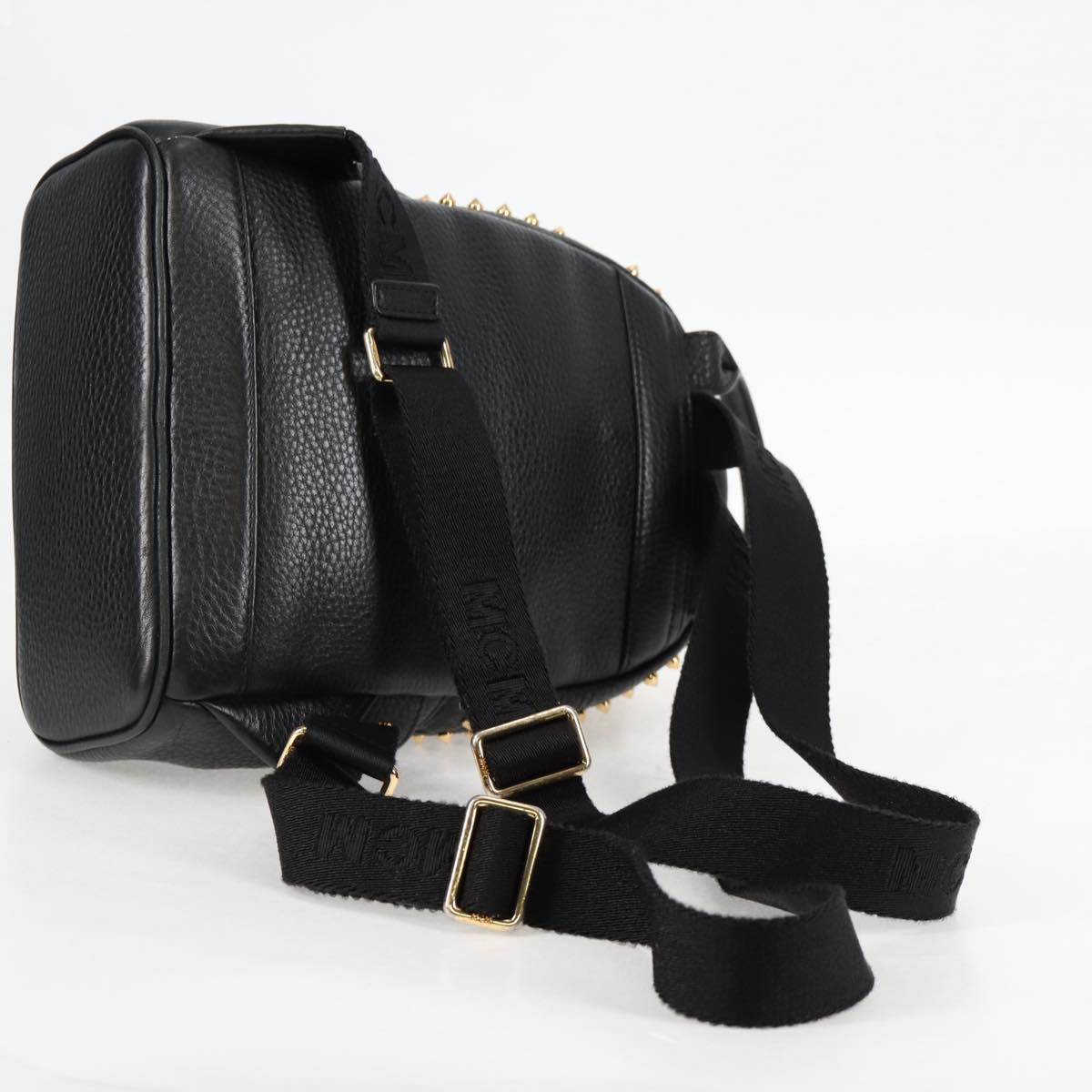 MCM Vicetos Studs Backpack Leather Black Gold Auth yk19000V