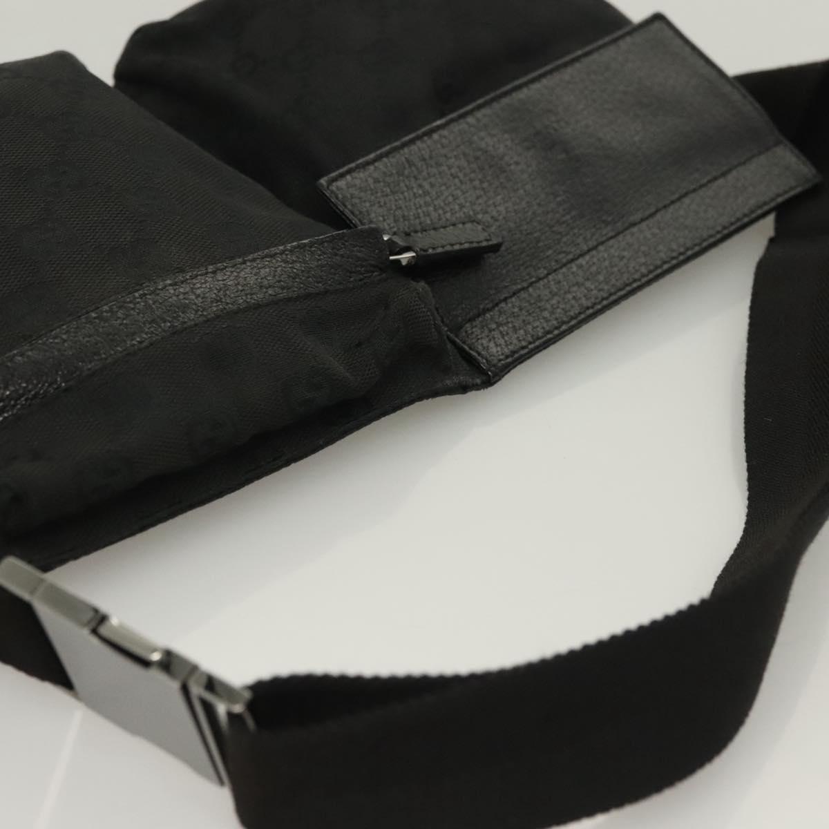 GUCCI GG Canvas Waist bag Black Silver 28566 Auth yk19002