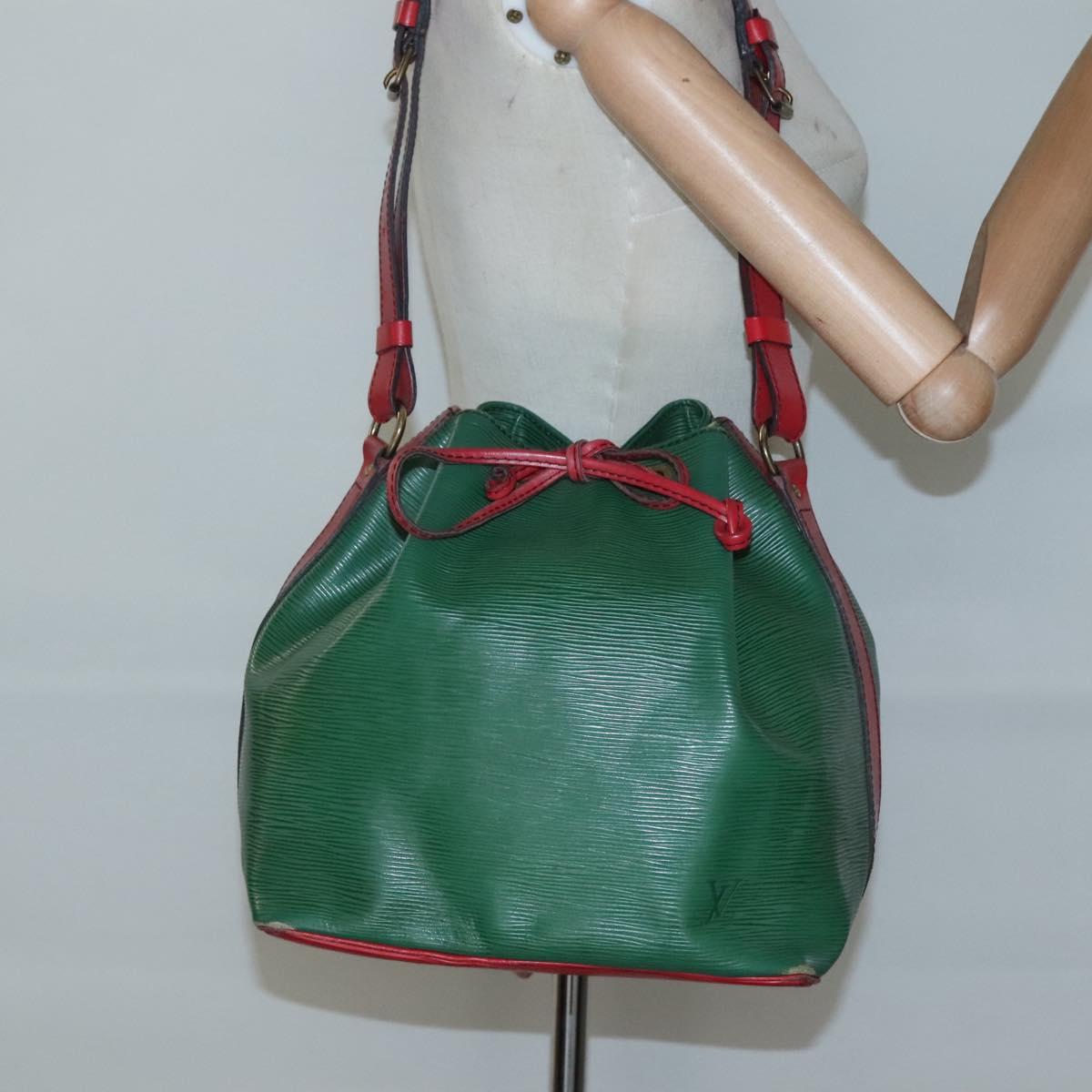 LOUIS VUITTON Epi Petit Noe Shoulder Bag Bicolor Green Red M44147 Auth yk19006