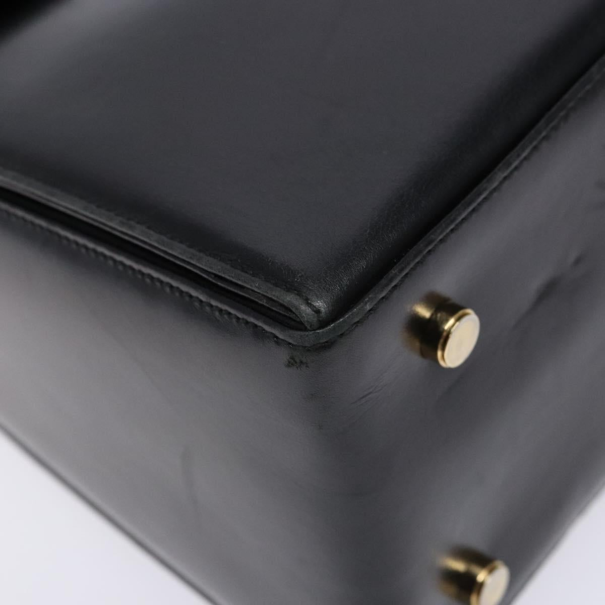 Salvatore Ferragamo Gancini Hand Bag Leather Black Gold Auth yk19008