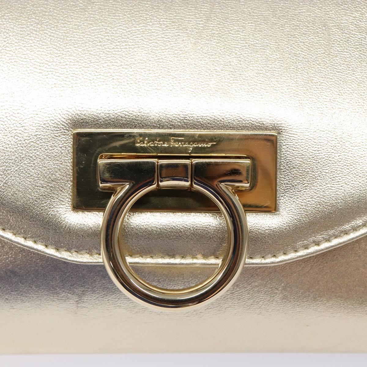 Salvatore Ferragamo Gancini Shoulder Bag Leather Gold Tone Auth yk19023