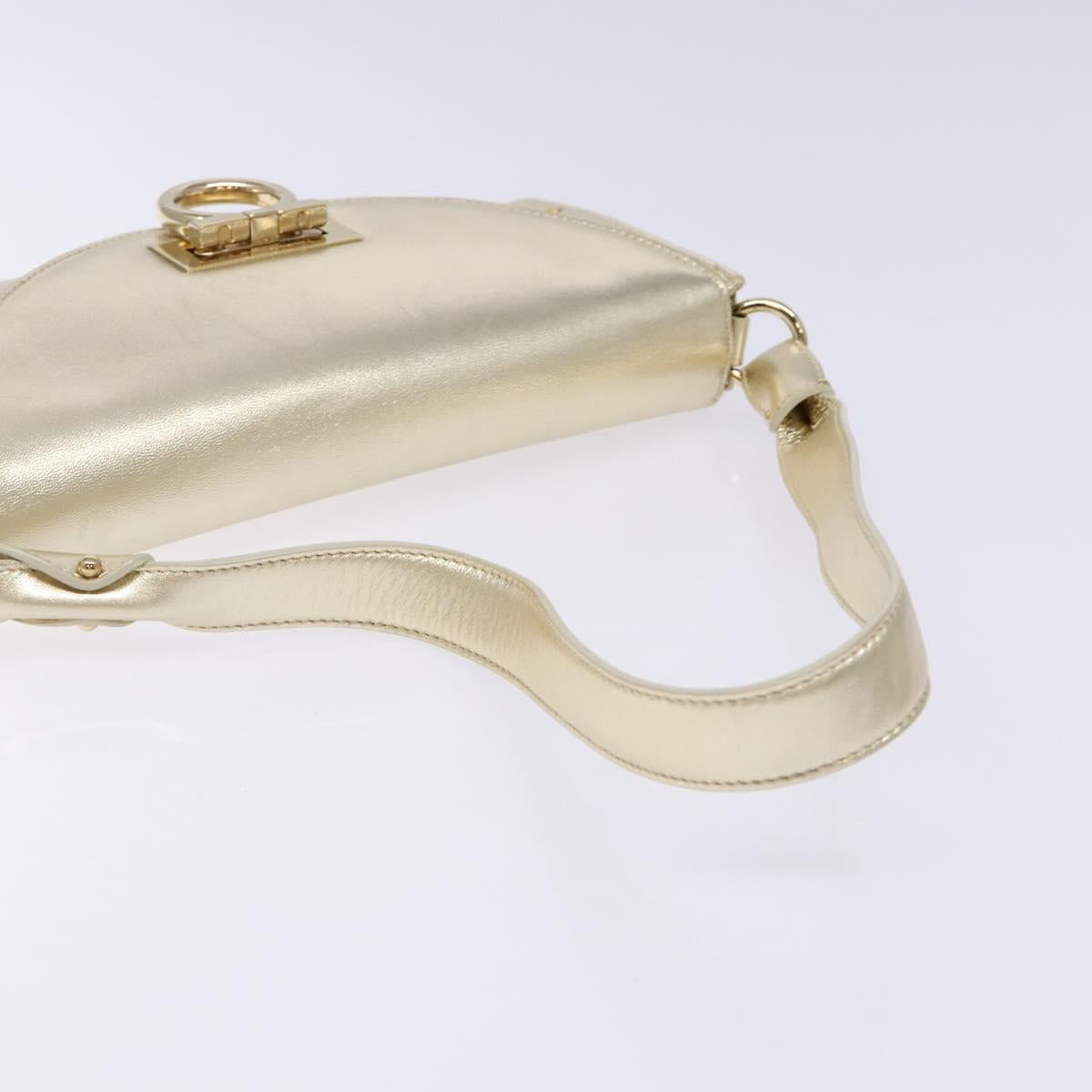 Salvatore Ferragamo Gancini Shoulder Bag Leather Gold Tone Auth yk19023