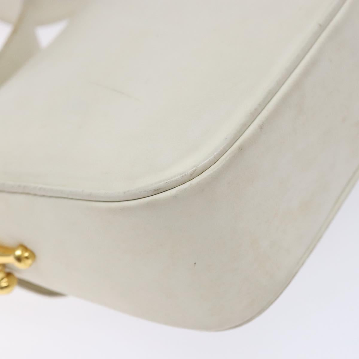 CELINE Shoulder Bag Leather Gold White Auth yk19029