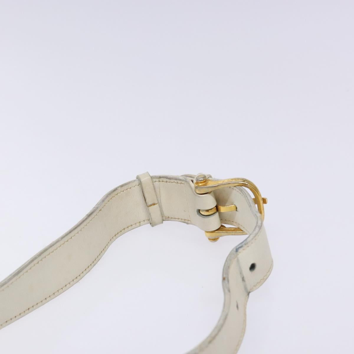 CELINE Shoulder Bag Leather Gold White Auth yk19029