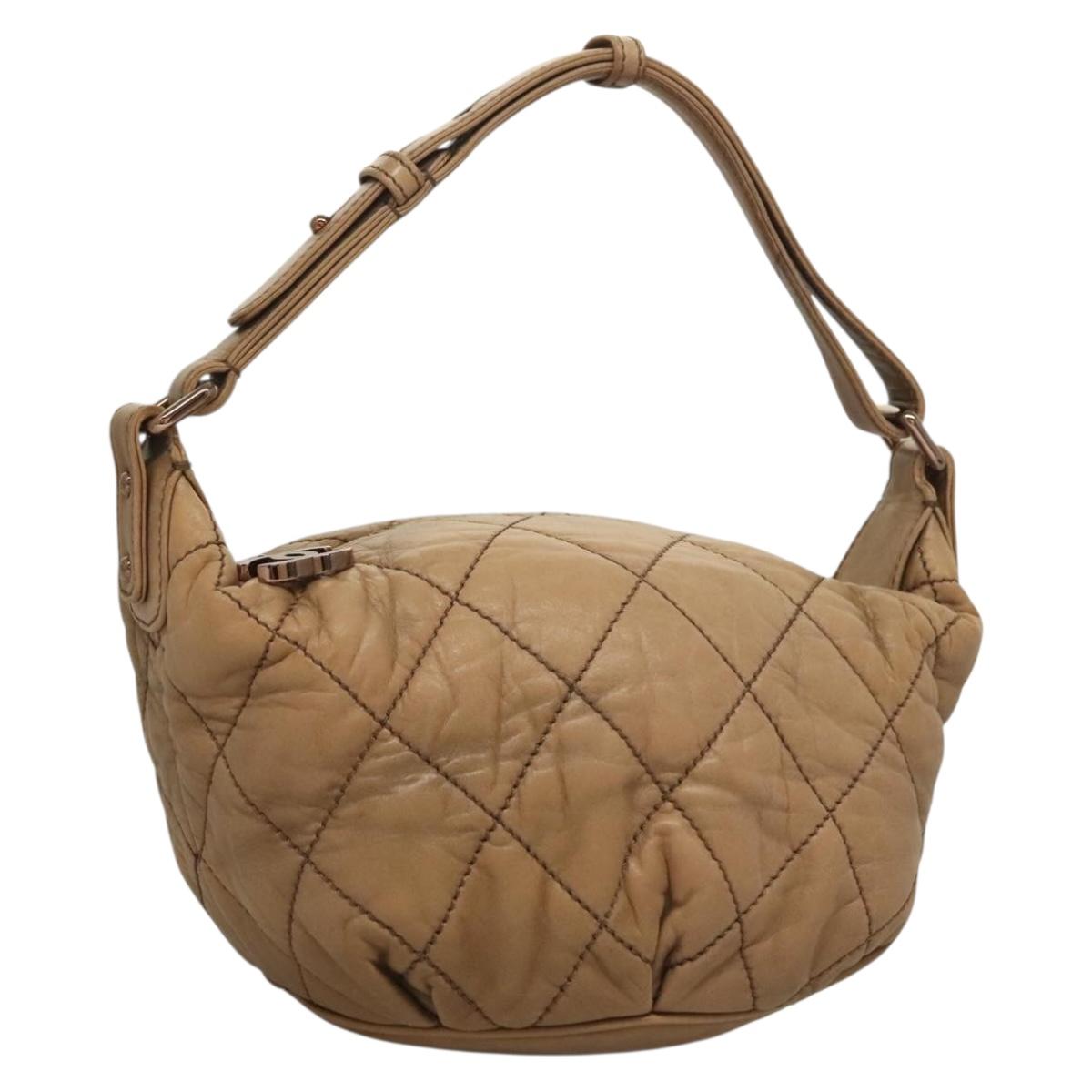 CHANEL Wild Stitch Shoulder Bag Leather Brown Gold CC Auth yk19057