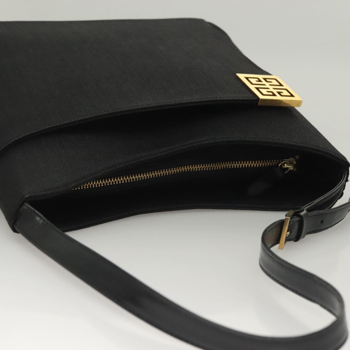 GIVENCHY Shoulder Bag Canvas Black Gold Auth yk19066