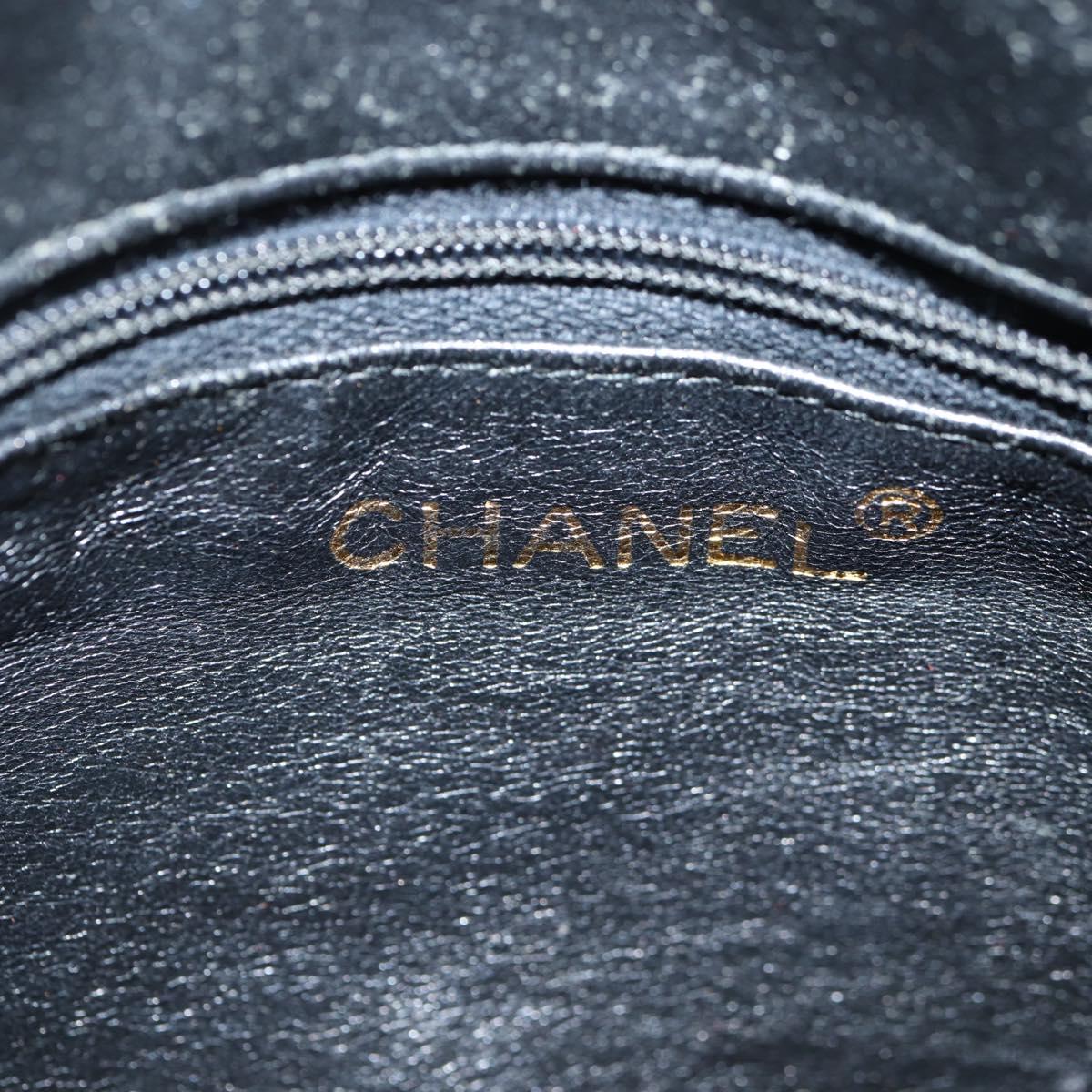 CHANEL Matelasse Shoulder Bag Caviar Skin Black Gold CC Auth yk19085V