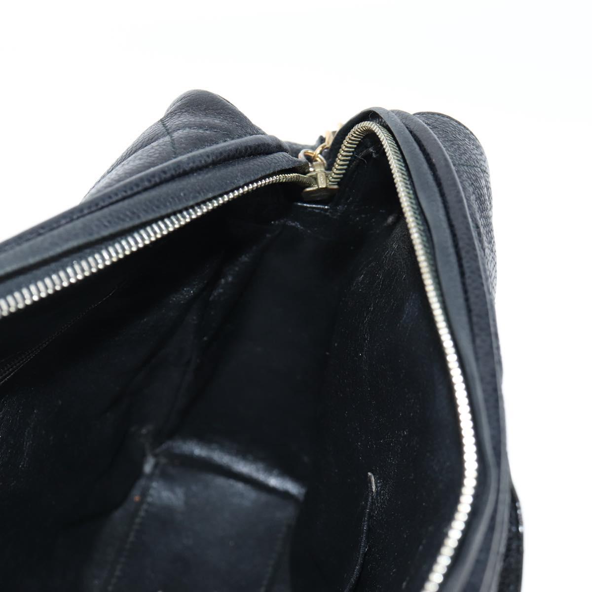 CHANEL Matelasse Shoulder Bag Caviar Skin Black Gold CC Auth yk19085V