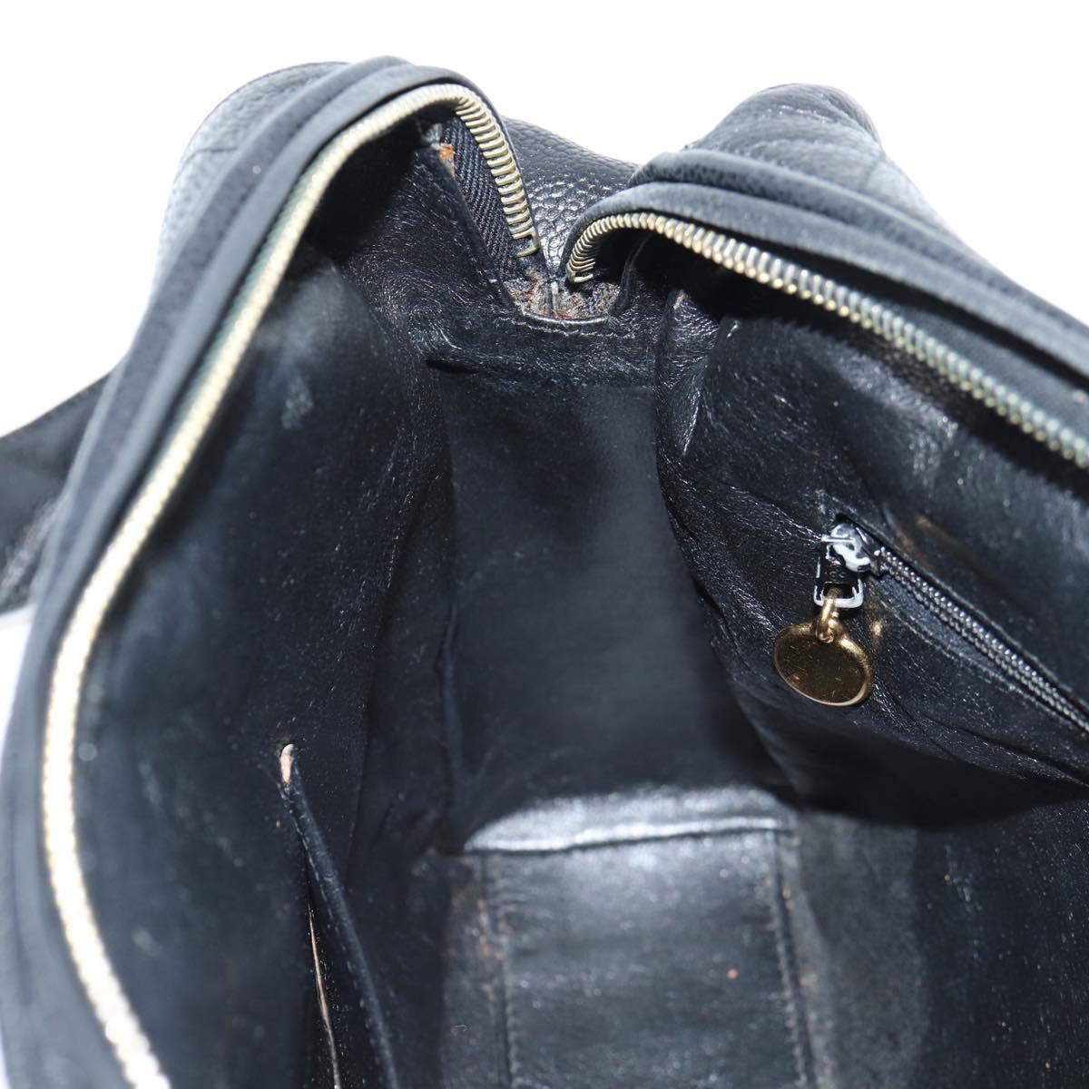 CHANEL Matelasse Shoulder Bag Caviar Skin Black Gold CC Auth yk19085V