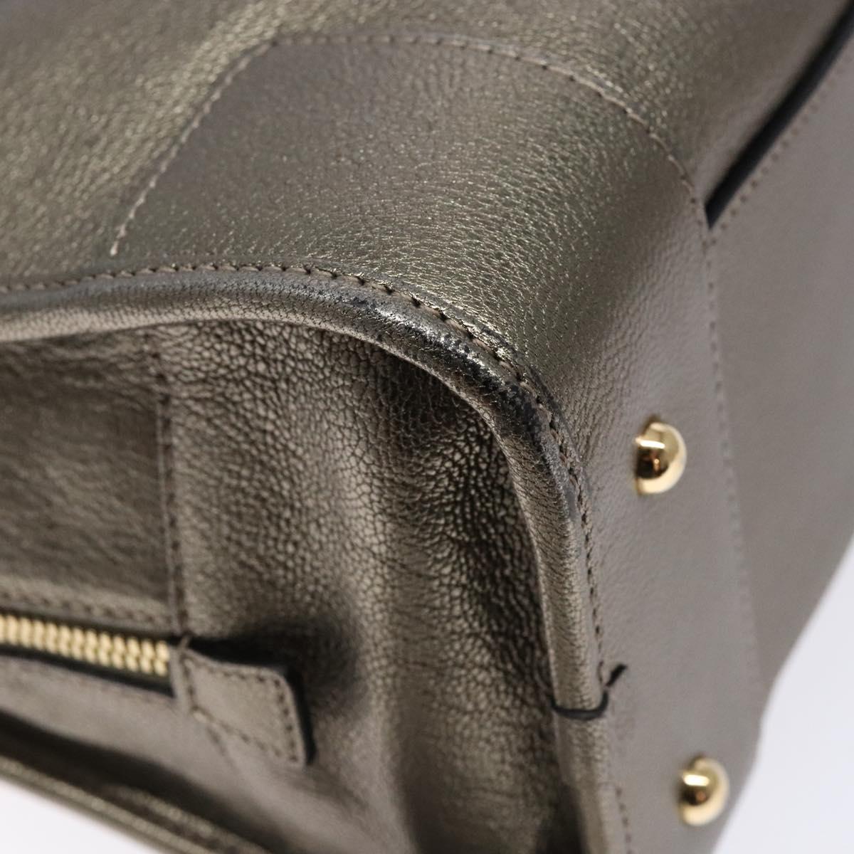 LOEWE Anagram Americana 28 Hand Bag Leather Gold Auth yk19108