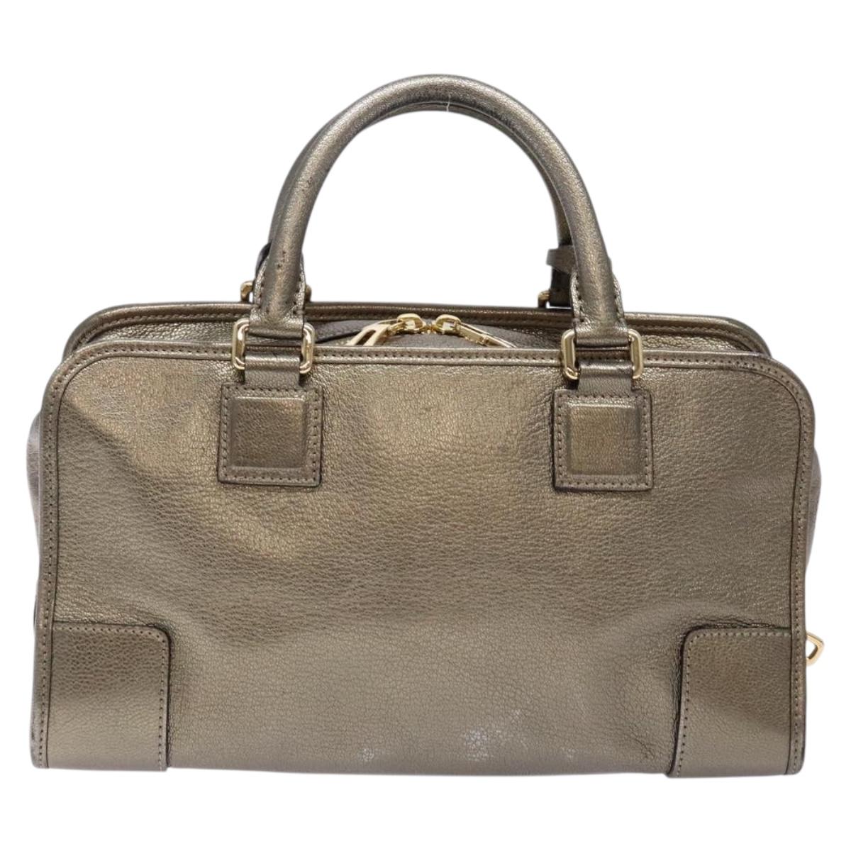LOEWE Anagram Americana 28 Hand Bag Leather Gold Auth yk19108