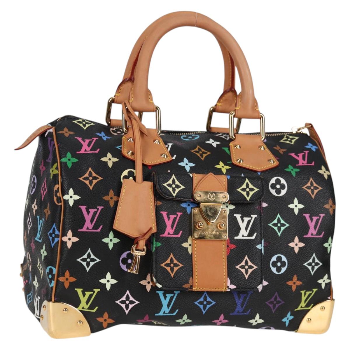 LOUIS VUITTON Monogram Multicolor Speedy 30 Hand Bag Black M92642 Auth yk19115A