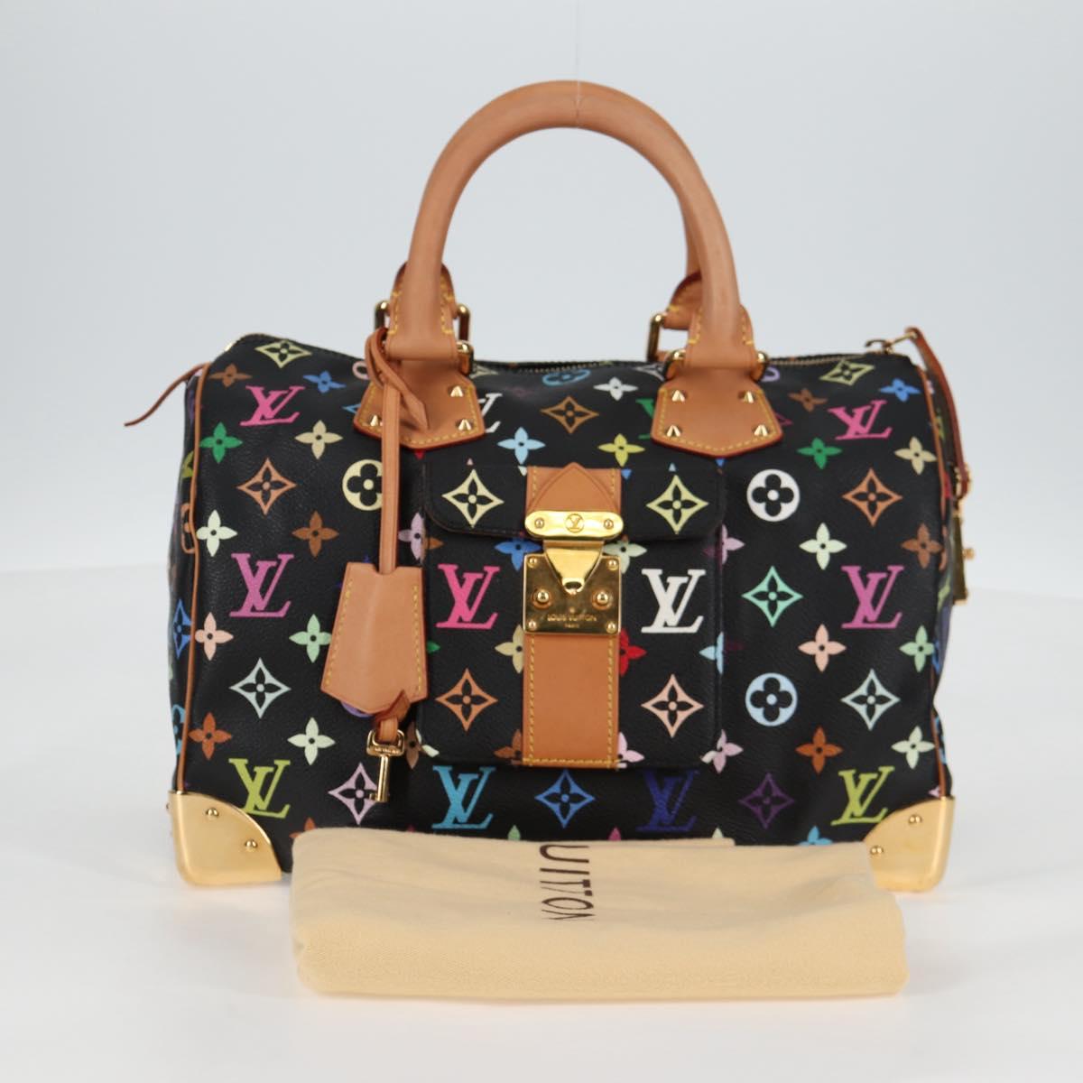 LOUIS VUITTON Monogram Multicolor Speedy 30 Hand Bag Black M92642 Auth yk19115V