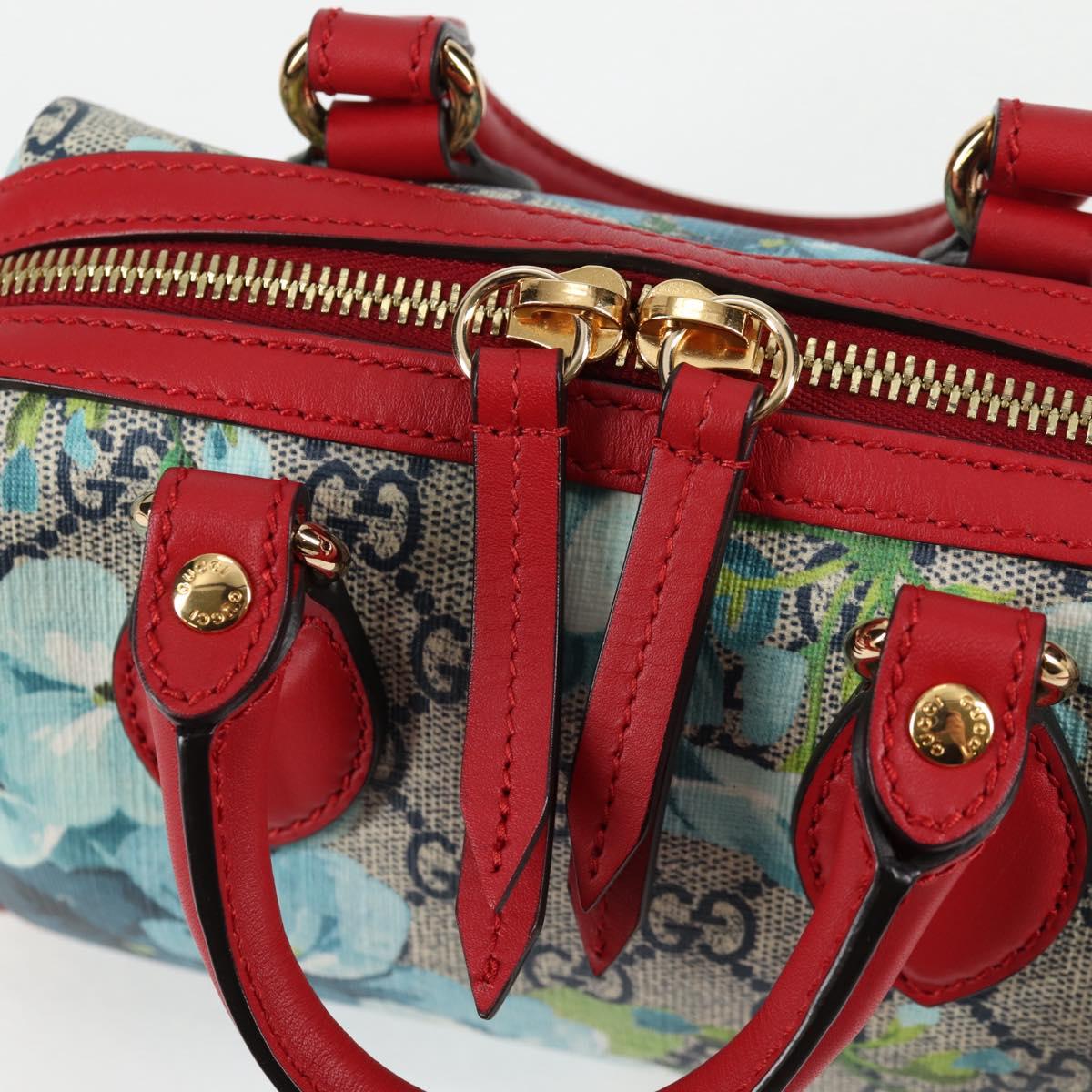GUCCI GG Supreme Blooms Boston Bag PVC Outlet 2way Red Gold 546312 Auth yk19119A