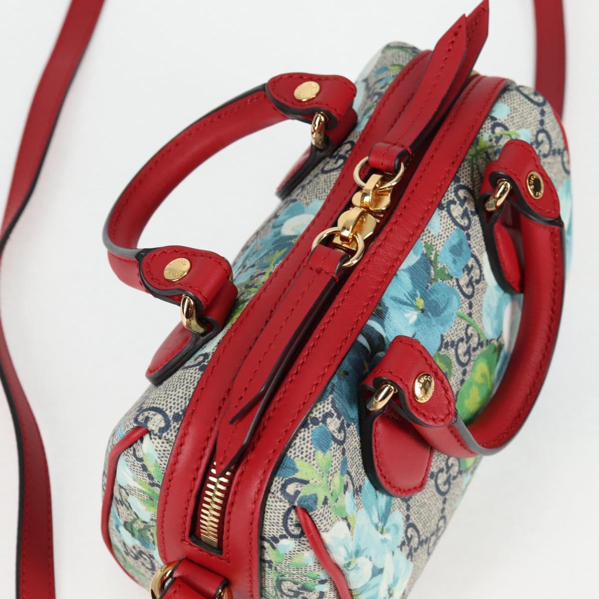 GUCCI GG Supreme Blooms Boston Bag PVC Outlet 2way Red Gold 546312 Auth yk19119A