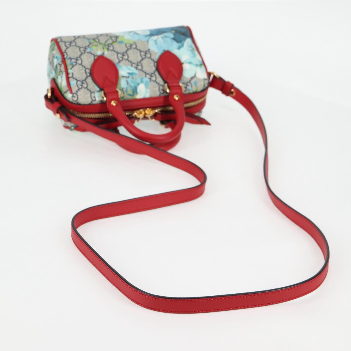 GUCCI GG Supreme Blooms Boston Bag PVC Outlet 2way Red Gold 546312 Auth yk19119A