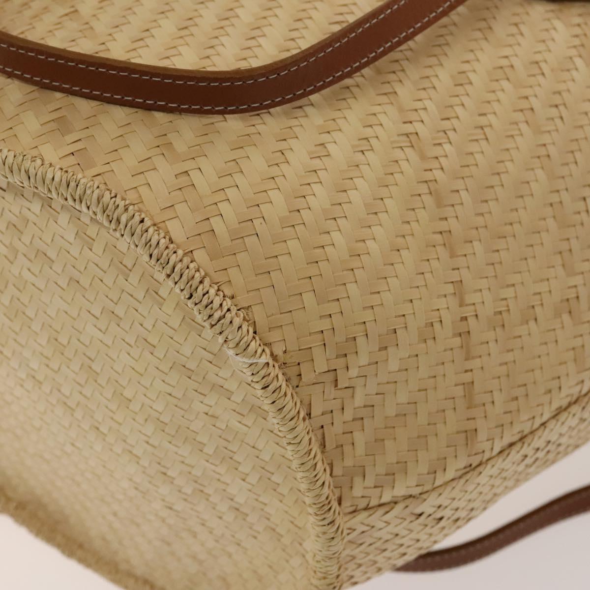 BURBERRY Blue Label Tote Bag Straw 2way Beige Silver Auth yk19134