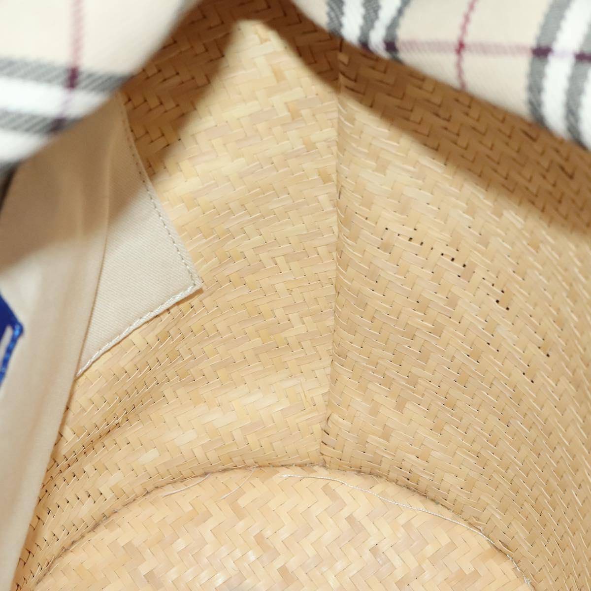 BURBERRY Blue Label Tote Bag Straw 2way Beige Silver Auth yk19134