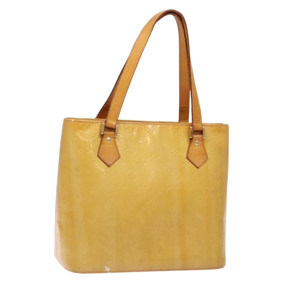 LOUIS VUITTON Monogram Vernis Houston Hand Bag Beige M91004 LV Auth yk19137