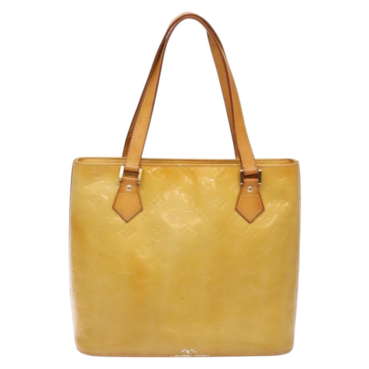 LOUIS VUITTON Monogram Vernis Houston Hand Bag Beige M91004 LV Auth yk19137