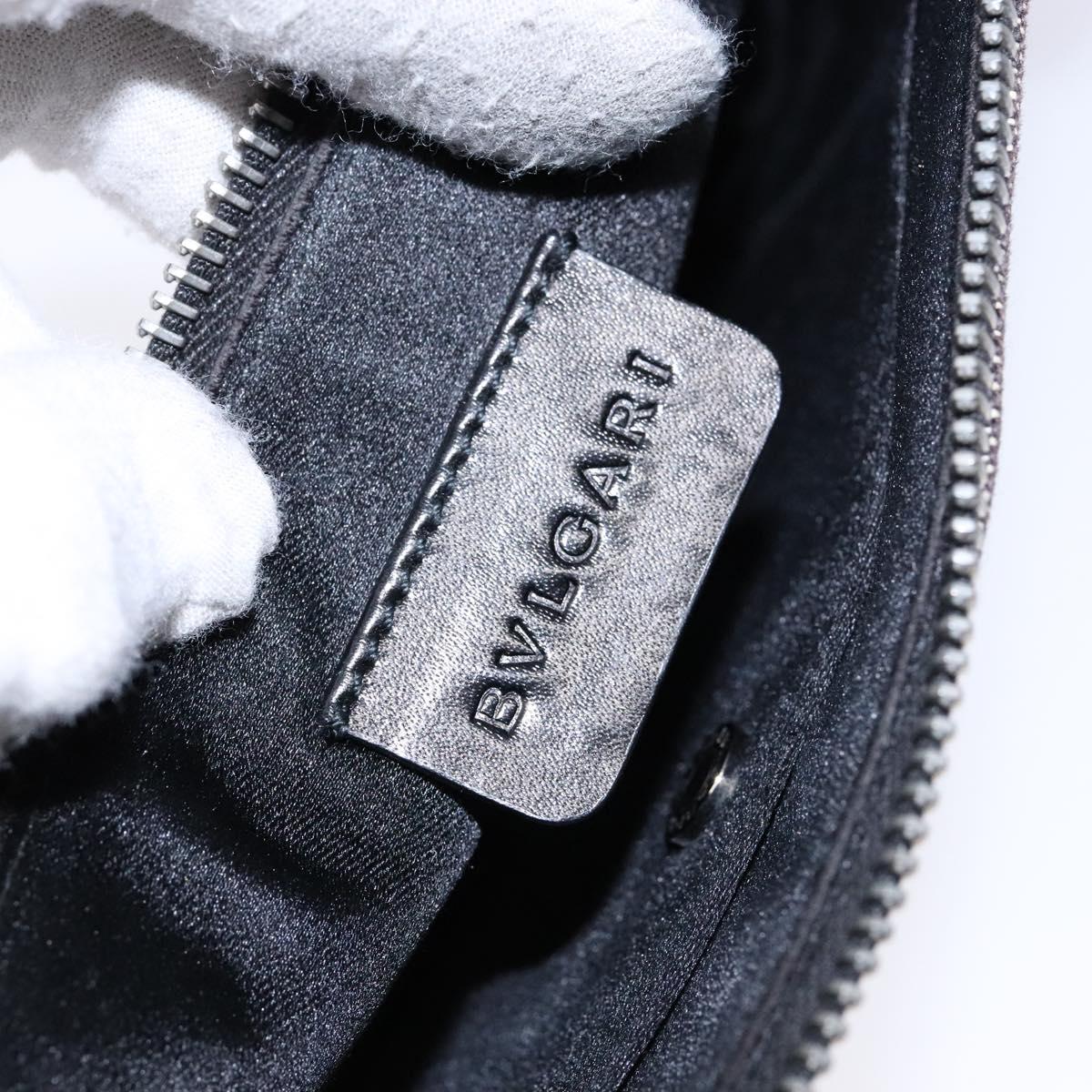 BVLGARI Logo Mania Shoulder Bag Canvas Black Silver Auth yk19146