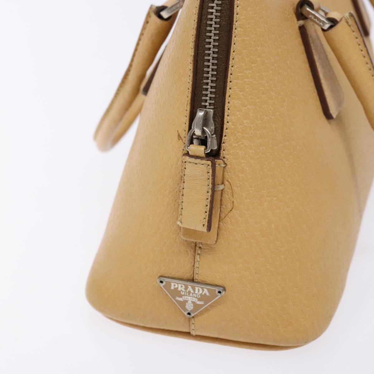 PRADA Hand Bag Leather Beige Auth yk19150